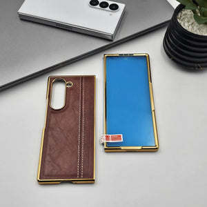 Samsung Galaxy Z Fold 6 Stitched Leather Case Front Screen Protector