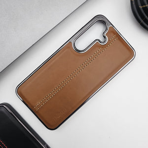 Samsung Galaxy S23 FE Centre Stitched Leather Case Inside Velvet