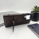 Samsung Galaxy S25 Ultra Leather Case With Magnetic Magsafe Ring Stand