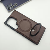 Samsung Galaxy S25 Ultra Leather Case With Magnetic Magsafe Ring Stand