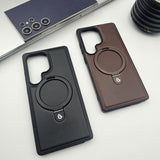 Samsung Galaxy S25 Ultra Leather Case With Magnetic Magsafe Ring Stand