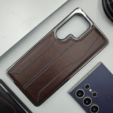 Samsung Galaxy S25 Ultra Stitched Leather Chrome Case