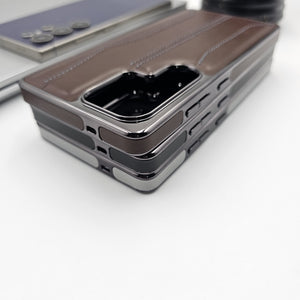 Samsung Galaxy S25 Ultra Stitched Leather Chrome Case