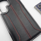 Samsung Galaxy S25 Ultra Stitched Leather Chrome Case