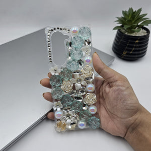 Samsung Galaxy Z Fold 6 Rose Floral Rhinestone Diamond Case