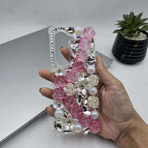 Samsung Galaxy Z Fold 6 Rose Floral Rhinestone Diamond Case