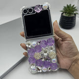 Samsung Galaxy Z Flip 6 Rose Floral Rhinestone Diamond Case