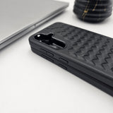 Samsung Galaxy S25 Leather Checks Grid Pattern Kickstands Case