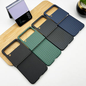 Samsung Galaxy Z Flip 3 Zigzag Carbon Fibre Pattern Texture Case Cover Clearance Sale