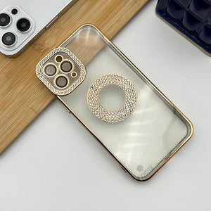 iPhone 14 Pro Logo Gold Diamond Show Silicone Case Case Clearance Sale
