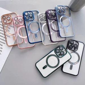 iPhone Magsafe Magnetic Transparent Phone Case With Lens Protector Black Clearance Sale