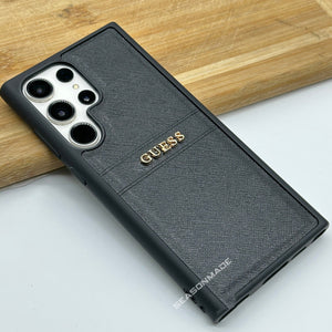 Samsung Galaxy S23 Ultra Gues Black Leather Case Cover