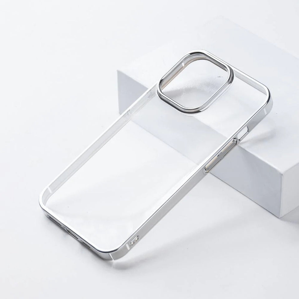 iPhone 15 Series Crystal Clear Chrome Electroplated Bumper Case Cover