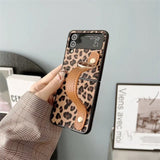 Samsung Galaxy Z Flip 4 Luxury Leopard Print Case Cover With Wrist Strap (Brown)