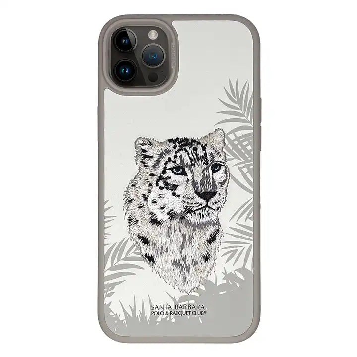 iPhone 15 Pro Max Premium Santa Barbara Savana White Tiger Leather Case Cover Clearance Sale