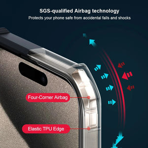 iPhone 15 Series Shockproof Airbags Bumper Transparent Back Cover Natural Titanium