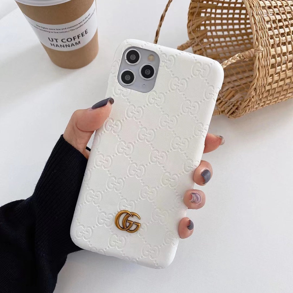 LUXURY GG FASHION TEMPERED GLASS PHONE CASE FOR IPHONE – Best-Skins
